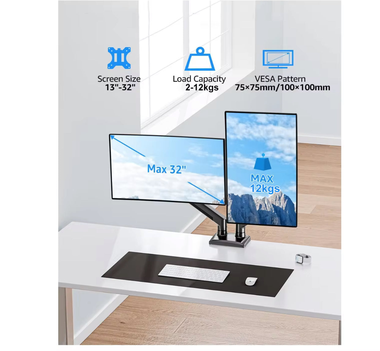 Monitor stand dual monitor stand for 13” to 32” inch