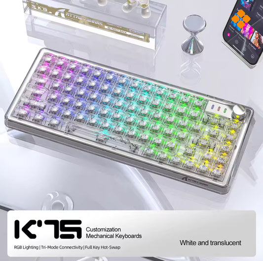 Attack Shark K75 RGB Mechanical Keyboard Hot-Swappable 3 Mode 2.4g BT