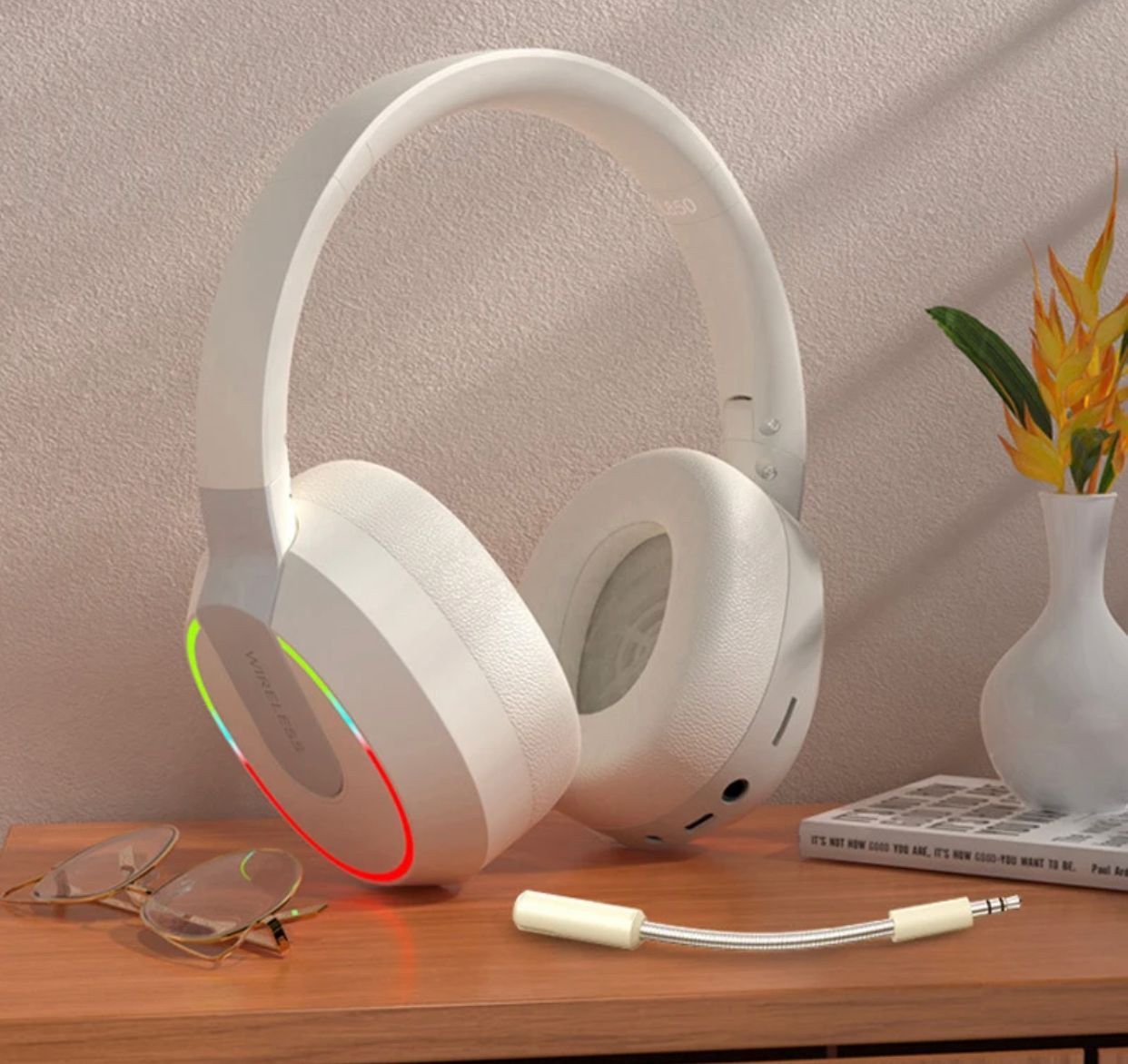 White Headphone Wireless Bluetooth TWS HIFI Headset