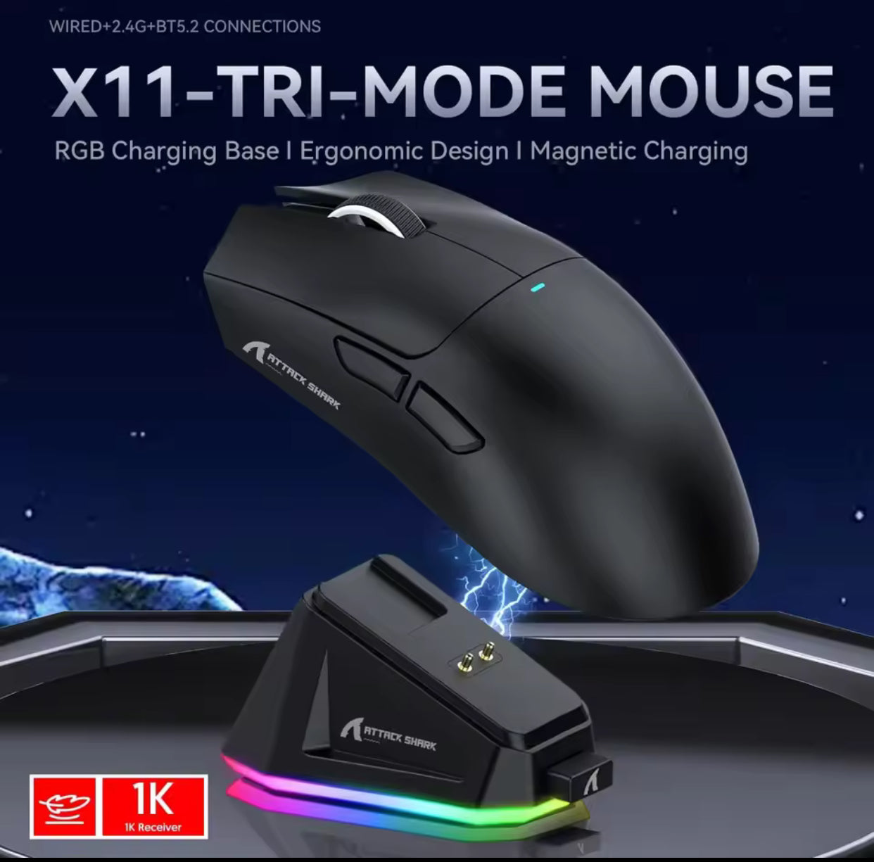 Attack Shark X11 PAW3311 Black Bluetooth