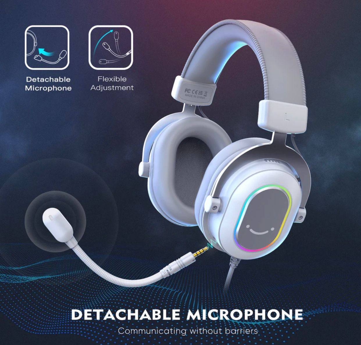 Fifine Dynamic RGB Gaming Headset WHITE