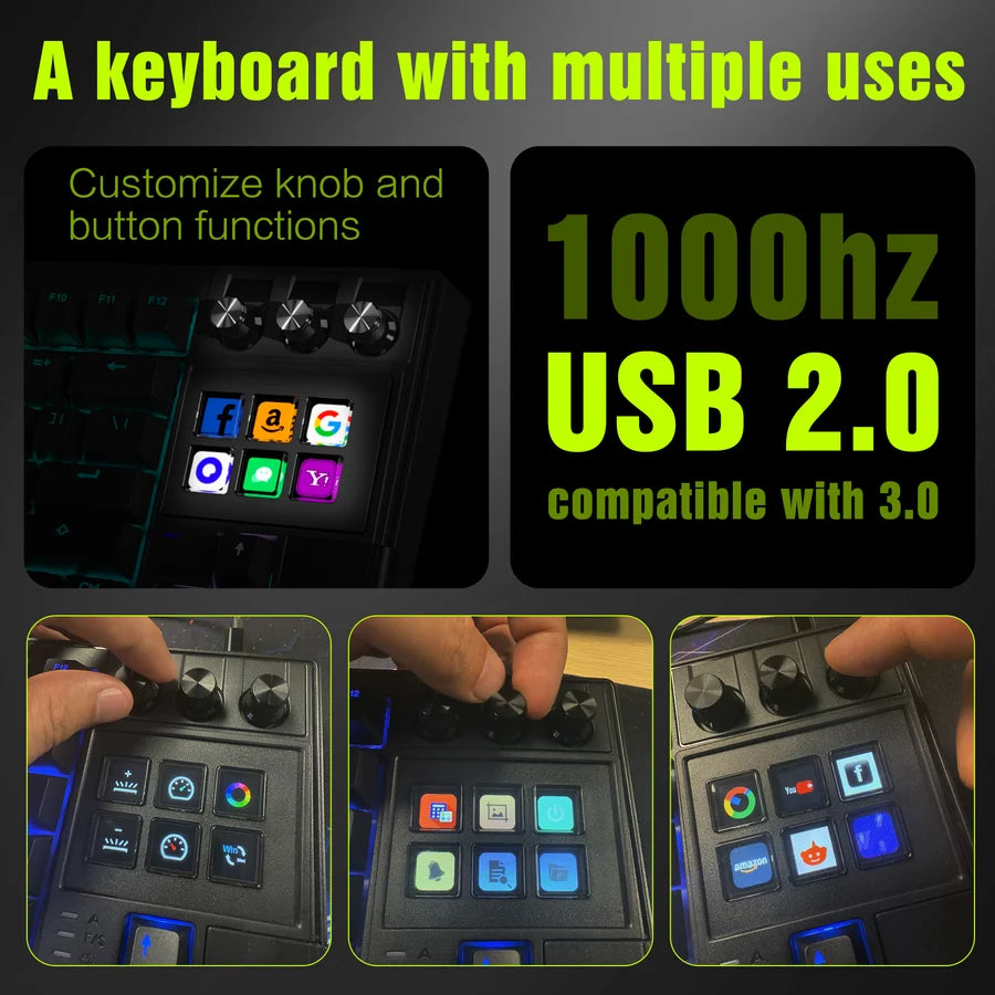 K1 Pro TKL Mechanical Keyboard with 6-Key LCD Stream Deck Hot-Swappable Haimu Red Switches RGB