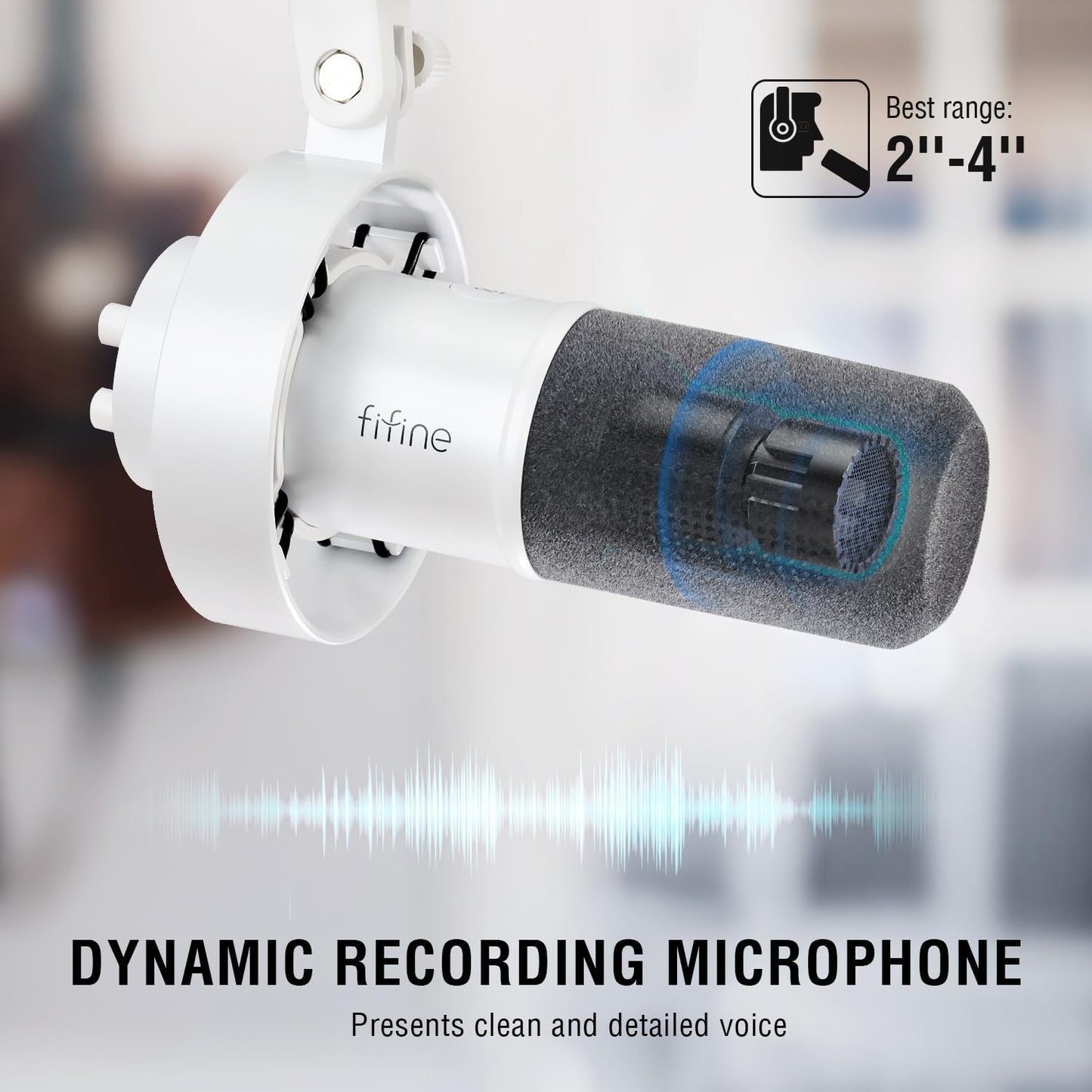 K688 FIFINE Dynamic Microphone WHITE