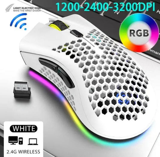 BM600 Rechargeable Gaming Mouse USB 2.4G Wireless RGB Light Honeycomb Gaming