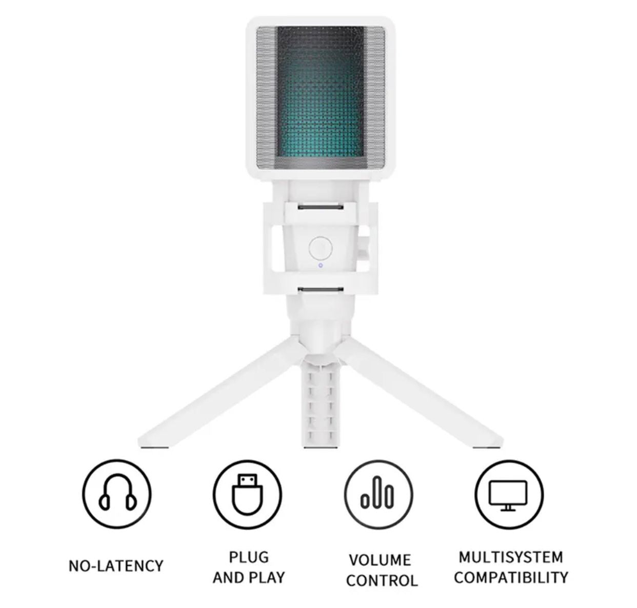 Zealsound USB  Microphone White RGB Streaming