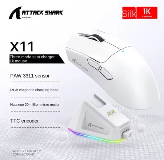 Attack Shark X11 PAW3311 White Bluetooth