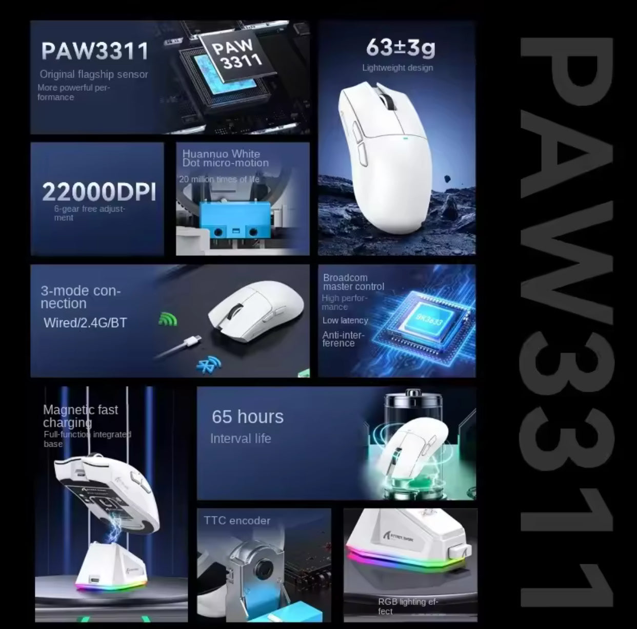 Attack Shark X11 PAW3311 White Bluetooth