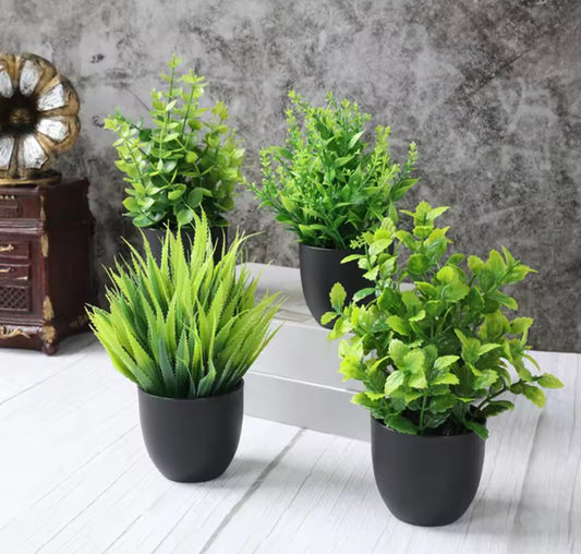 4pcs Artificial Plants Potted Green