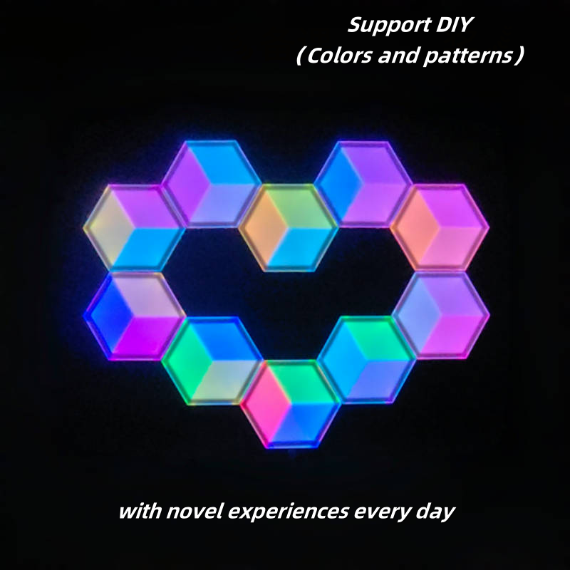 6 PCS 3D Visual Quantum Light Panel Ultra-Thin RGB Gaming Wall Light