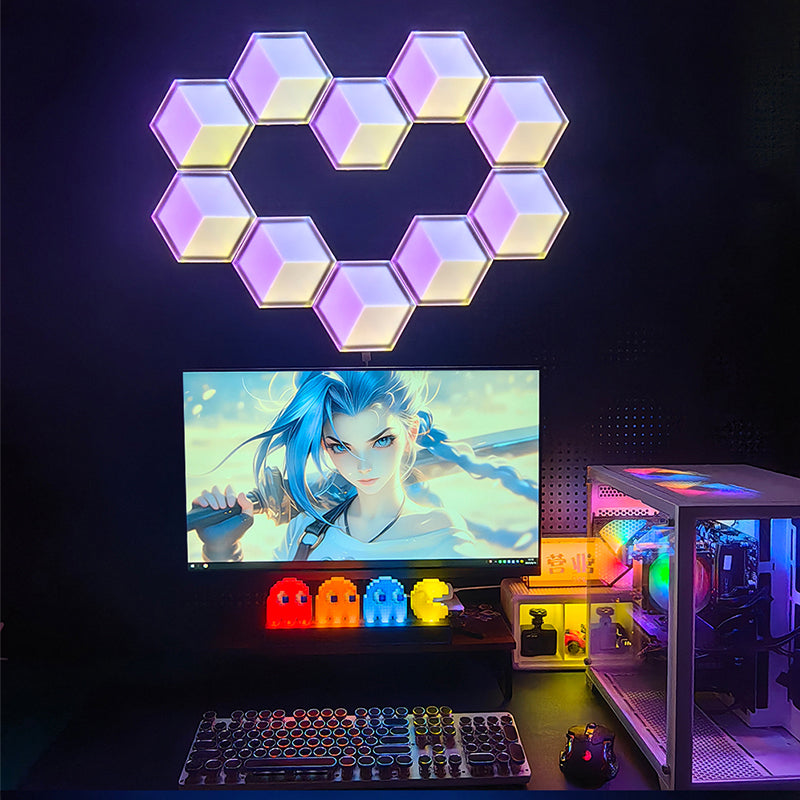 6 PCS 3D Visual Quantum Light Panel Ultra-Thin RGB Gaming Wall Light