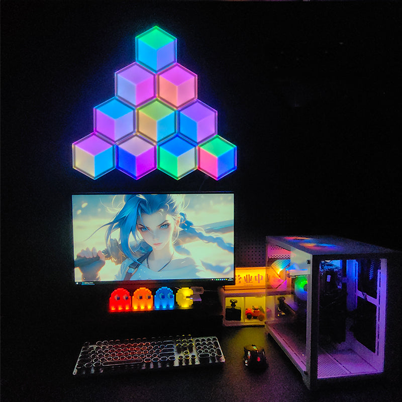 6 PCS 3D Visual Quantum Light Panel Ultra-Thin RGB Gaming Wall Light
