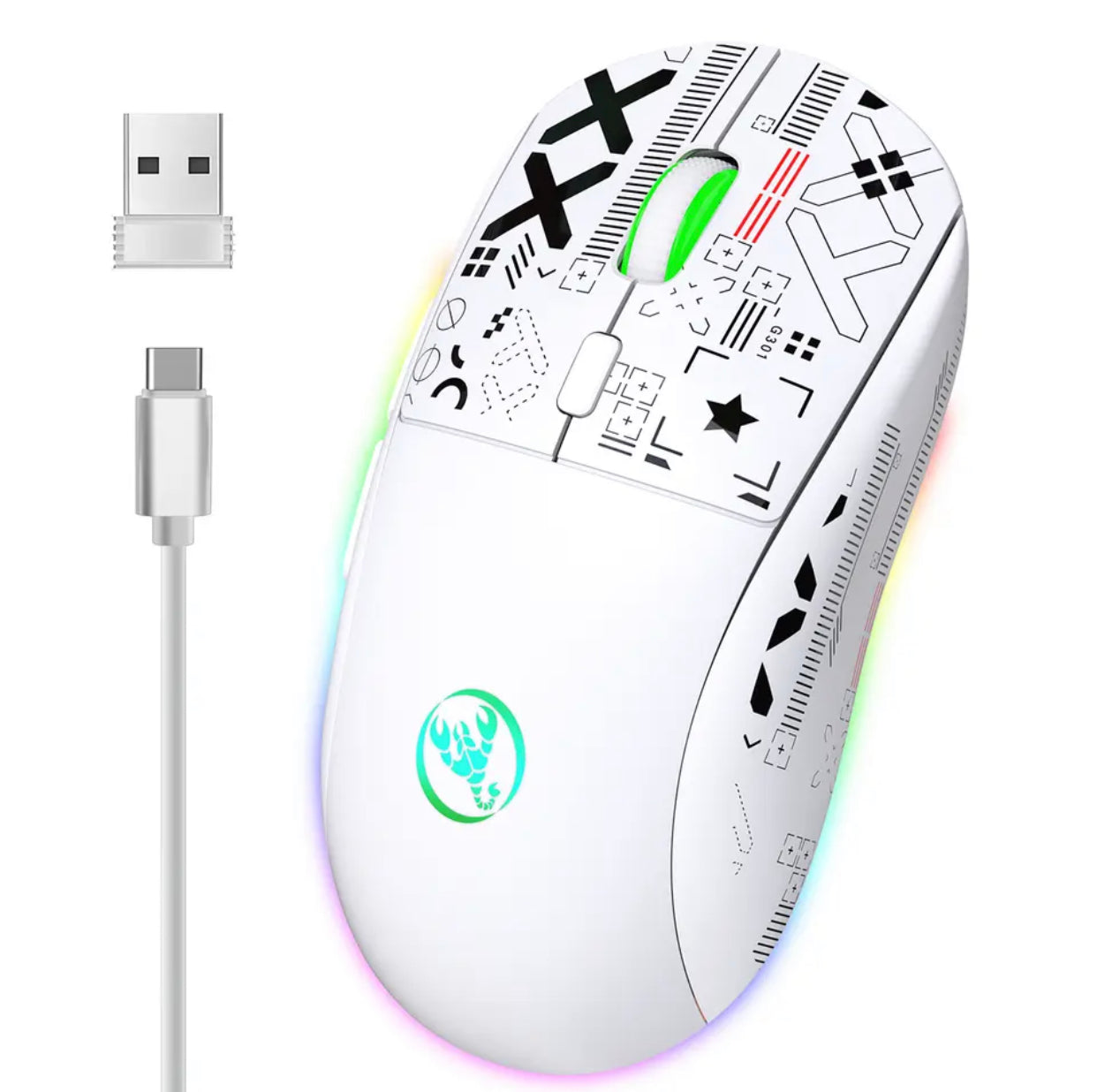 HXSJ mouse gaming wireless white