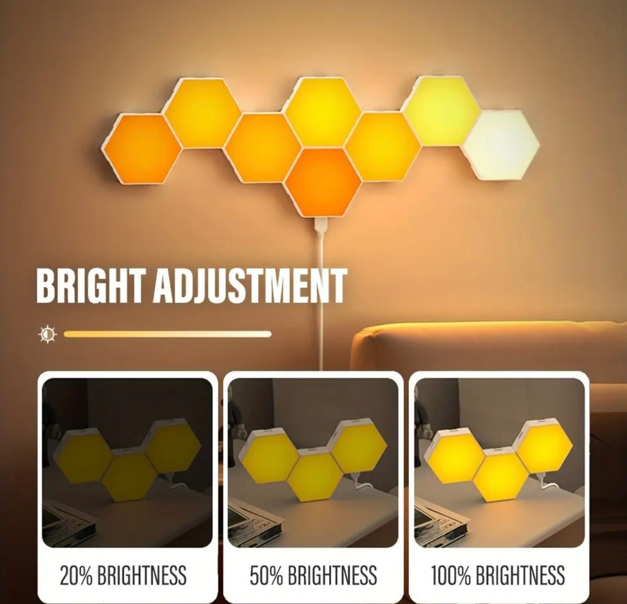 Intelligent Hexagonal wall Lamp color 6 pieces