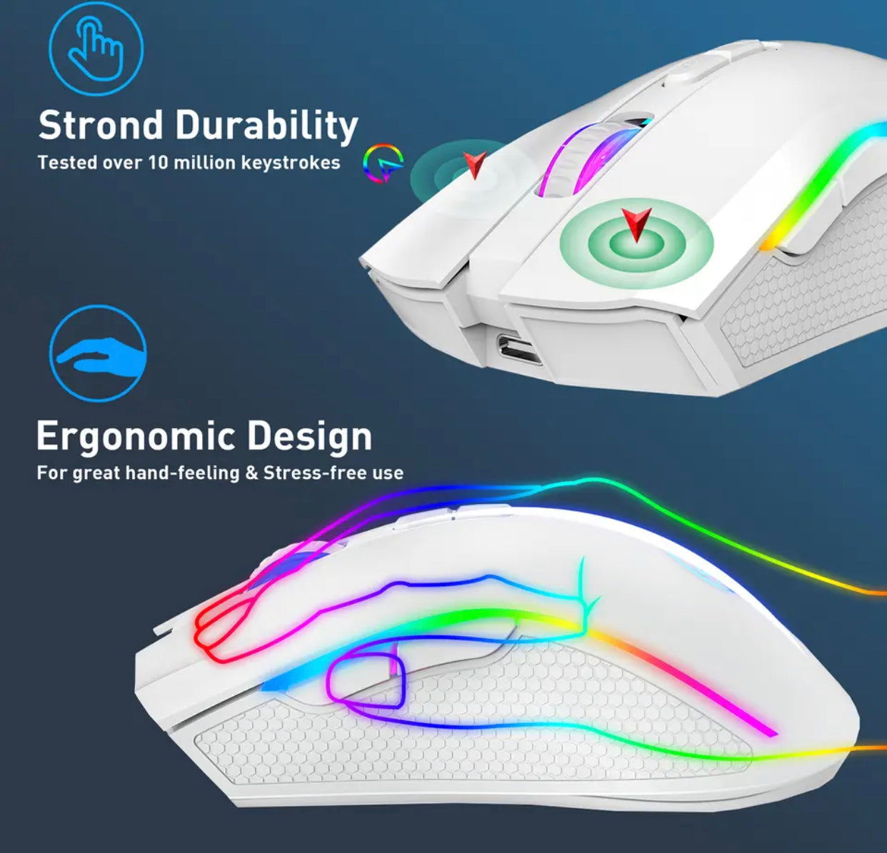 HXSJ mouse gaming wireless white