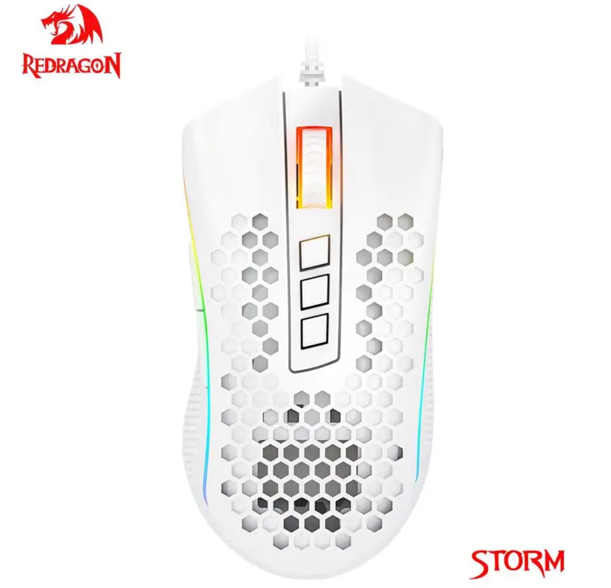 REDRAGON Storm M808 USB Wired RGB Gaming Ultralight Honeycomb Mouse 12400 DP