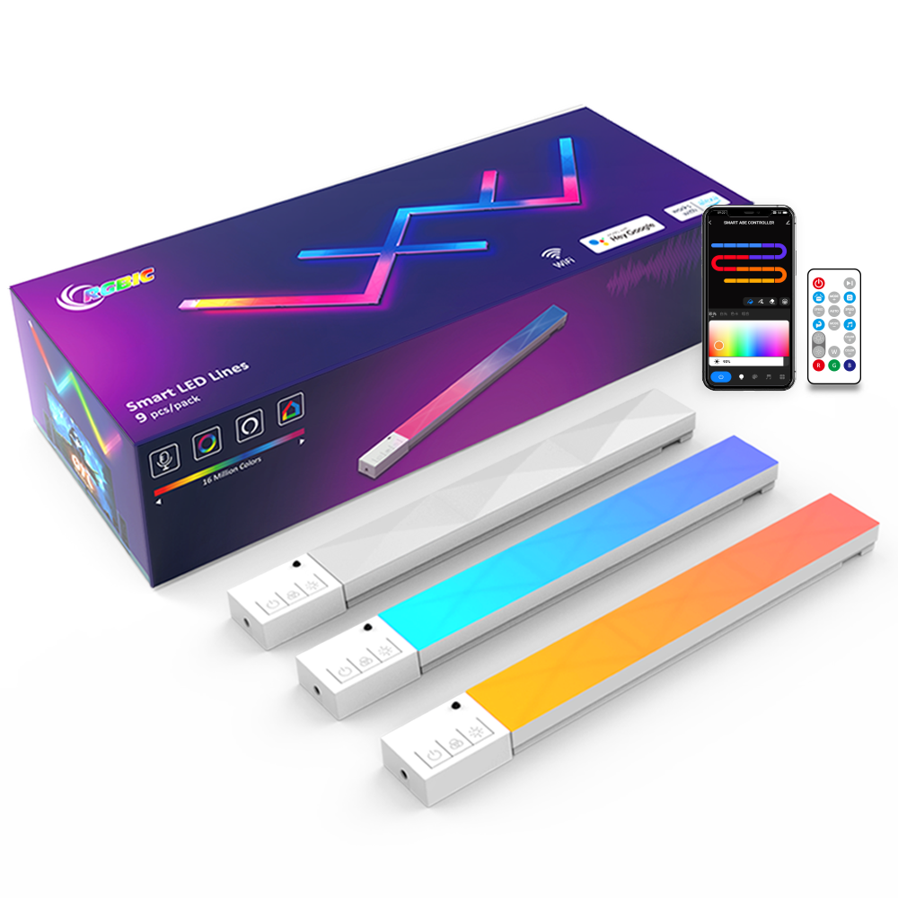 6PCS  DIY Smart Light Emitting Diode Wall WIFI RGB Night Light Bar