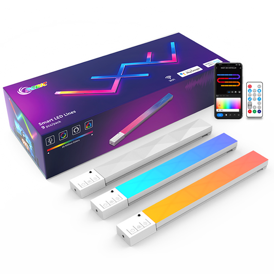 6PCS  DIY Smart Light Emitting Diode Wall WIFI RGB Night Light Bar