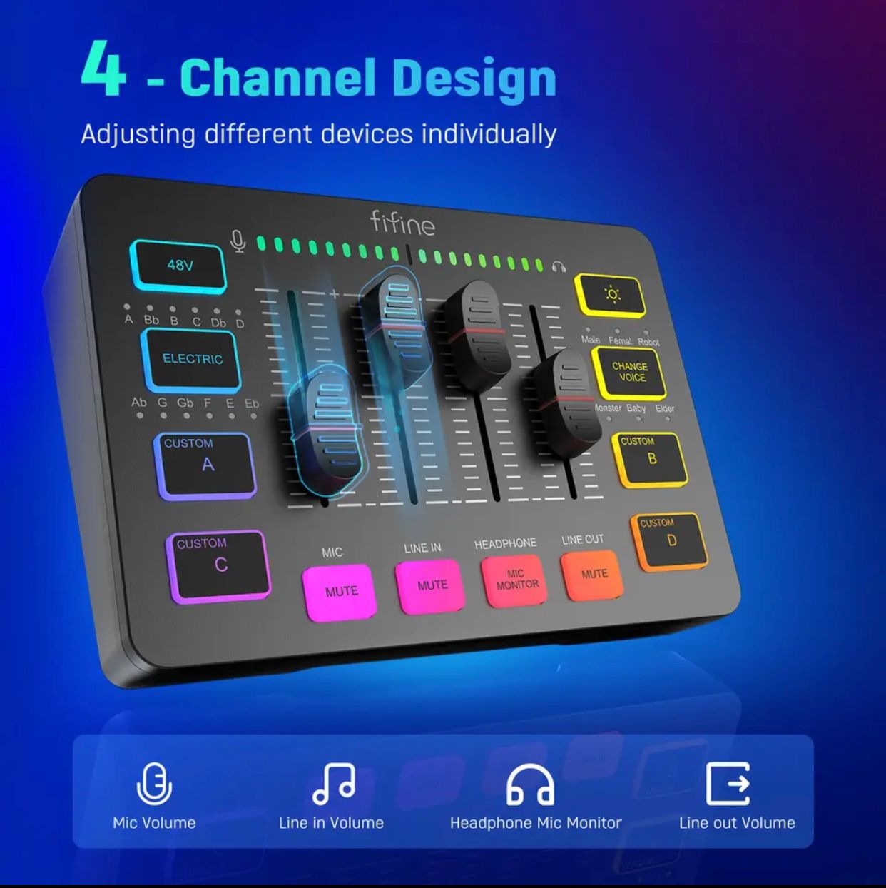 FIFINE GAMING AUDIO MIXER BLACK