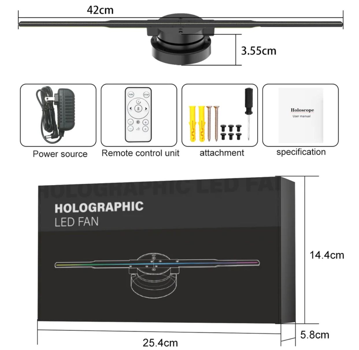 3D HD Hologram Fan Projector SD 42cm